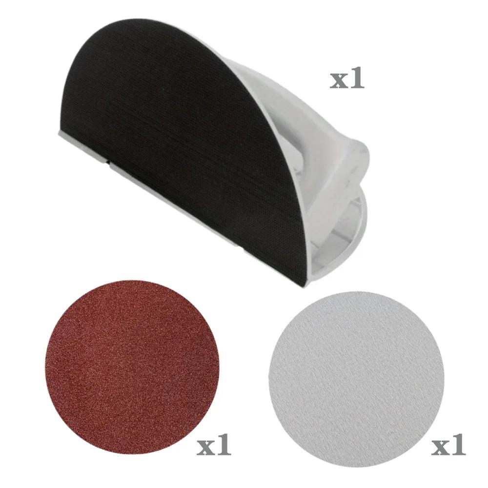 Самоклеящийся держатель шлифовальной подушки в форме полукруга Прочный пластиковый угловой шлифовальный инструмент для гипсокартона Эргономичный инструмент для деревообработки и DIY проектов