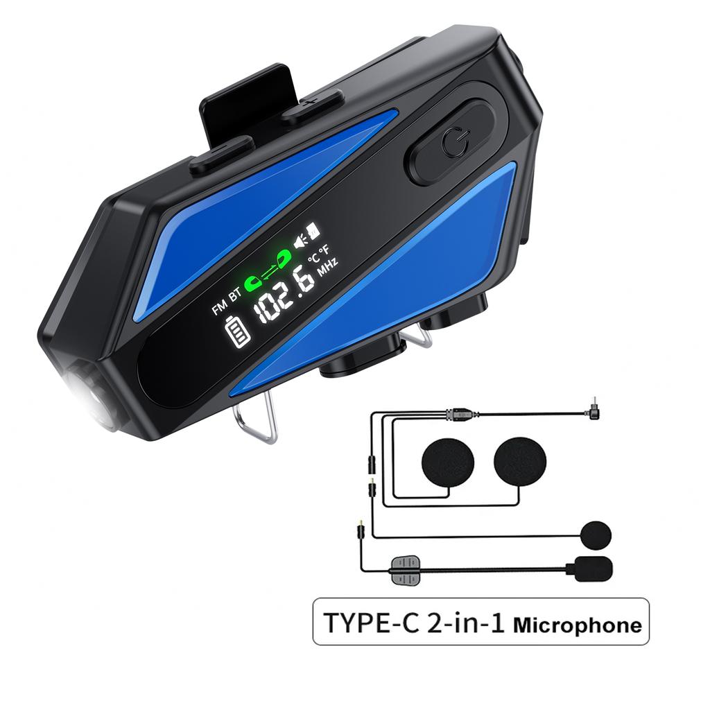 C6 Мотоциклетный шлем Bluetooth-интерком Bt5.3 Водонепроницаемый IP65 Дальность интеркома 500 метров Цифровой дисплей Распознавание TF