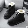 Women's Winter Ankle Boots with Round Toe Lace-up Cotton Shoes Flat Snow Boots Plush Lined Warm Women's Boots