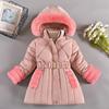 2-4 Years Autumn Winter Girls Jacket Fur Collar Keep Warm Flowers Little Princess Coat Hooded Zipper Baby Outerwear Kids Clothes