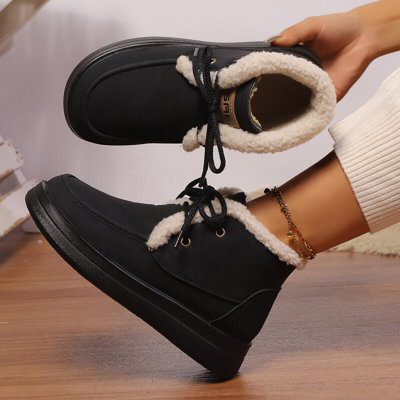 Повседневные меховые зимние ботинки на шнуровке для женщин 2025 модные ботильоны на толстой подошве с мехом зимние теплые из короткого плюша дизайнерская обувь женская