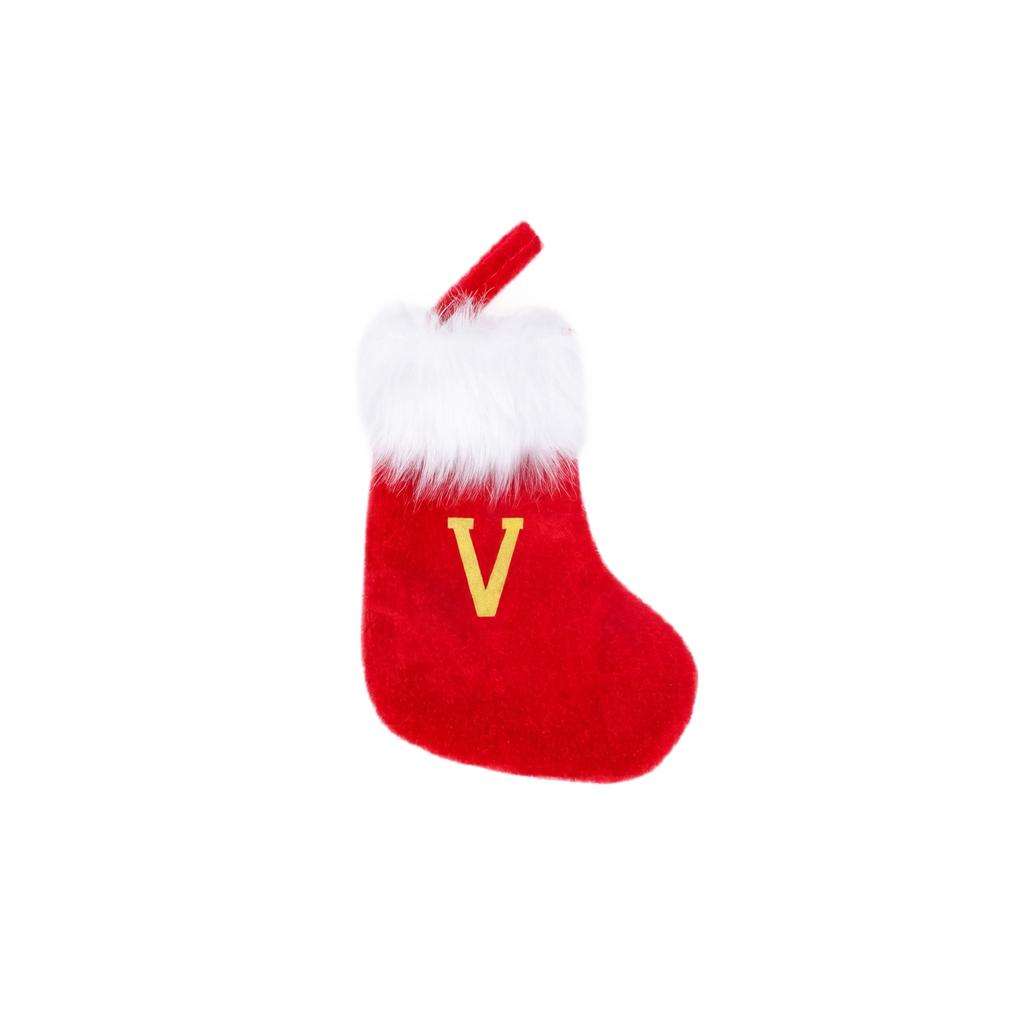 Red Christmas Stocking with 26 Letters for Holiday Tree Ornament Gift Bag