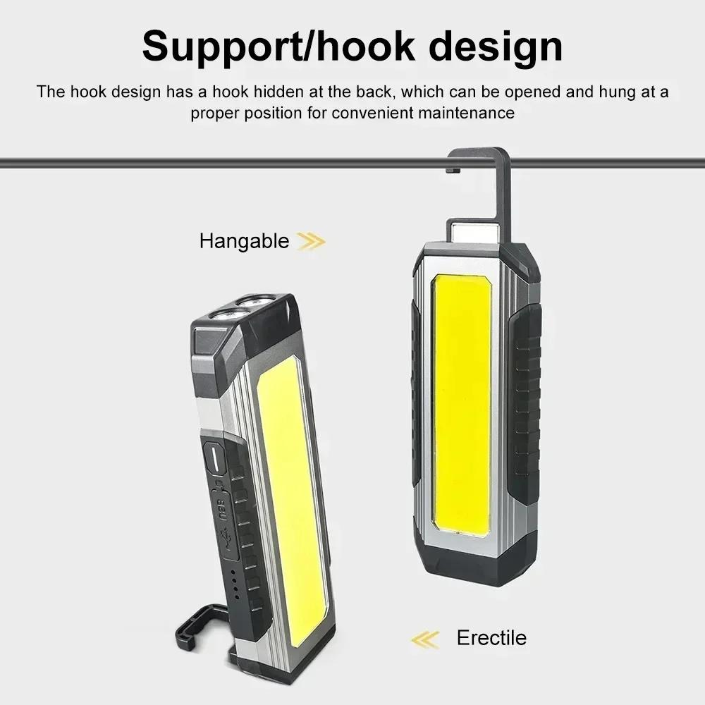 Work Rechargeable Light LED 4000MaH Portable Flashlight Magnetic Lamp 7 Modes With Hooks for Car Inspection Camping Lighting