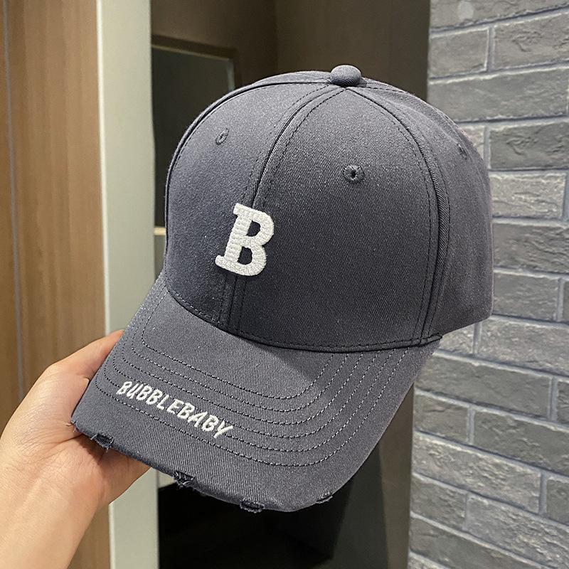 Alphabet Baseball Cap Women'S Hat Hard Top Wide Brim Big Head Circumference Cap Men'S Sun Protection Visor Thin
