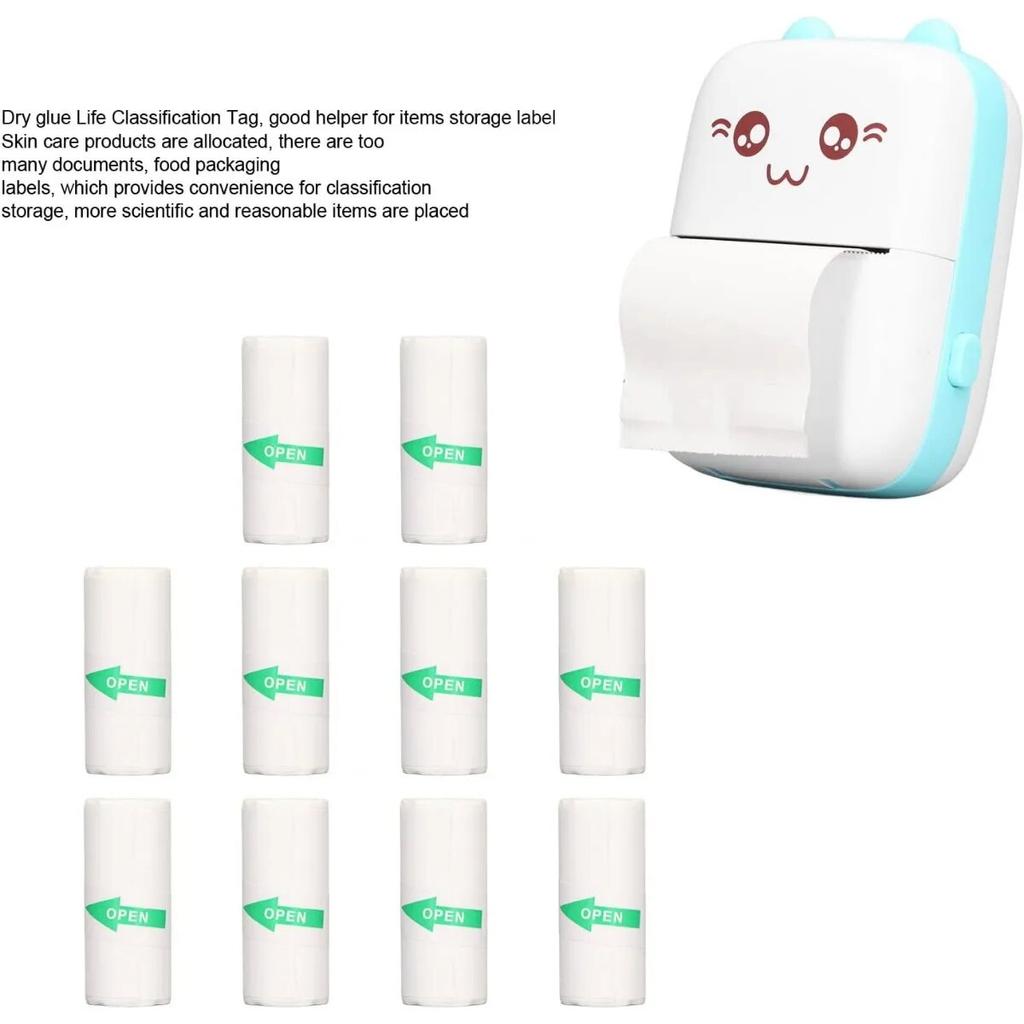 10Pcs Mini Printer Paper, 57 X 25 Mm Self Adhesive Thermal Paper Printable Sticker Paper for Pocket Thermal Printer