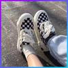 2025 New Black White Checkerboard Canvas Shoes Platform Thick Sole Lift Insoles Sport Casual Lovers Couple Unisex Sneakers