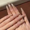 24 Pcs Long Stiletto Almond False Nails With Glue Pure Press On Full Cover Artificial Nail Tips