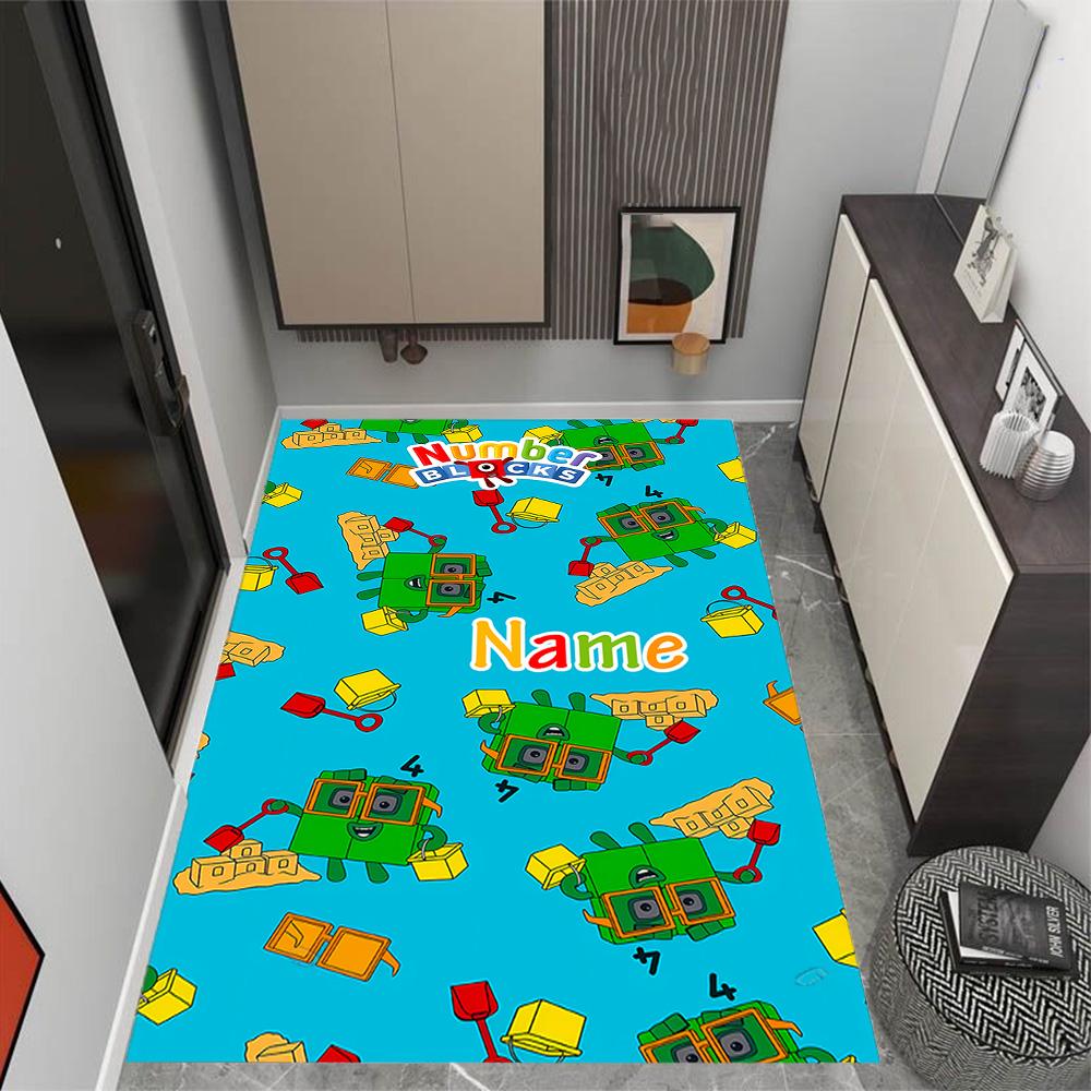 Number Blocks Winter Fun Customizable Name Floor Rug Office Rug Design for Playrooms Bedrooms Entryway Outdoor Anti-slip Rug Office home decor