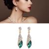 Women Earrings Delicate Exquisite Droplet Shape Zinc Alloy Artificial Diamond Green Earrings Women