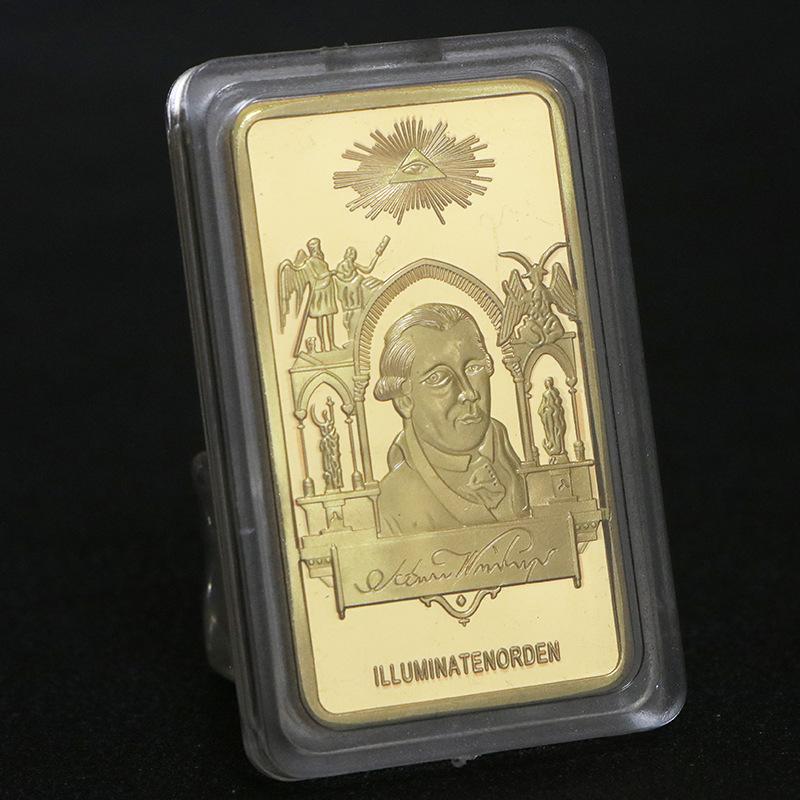 Памятная монета, памятная монета масона золотой слиток, возникла в 1776 году, квадратный золотой слиток с покрытием, иностранная валюта