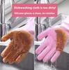 Dishwashing Cleaning Gloves Household Sponge Scrubber Magic Silicone Rubber Dish Washing Gloves Kitchen Cleaning Tools