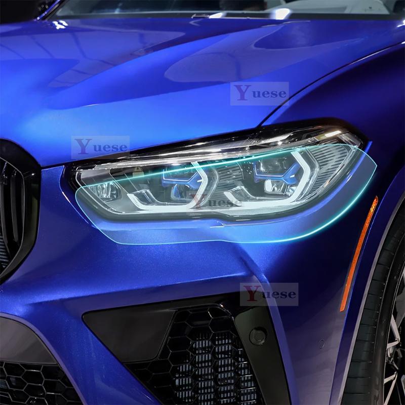For BMW X5M F95 COMPETITION - 2 Pcs Car Headlight Protective Film Transparent Smoked Black TPU Sticker