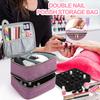 Сумка-органайзер для переноски лака для ногтей, большая вместимость, двухслойный дизайн, застежка-молния, сушилка для ногтей, чехол для хранения, контейнер