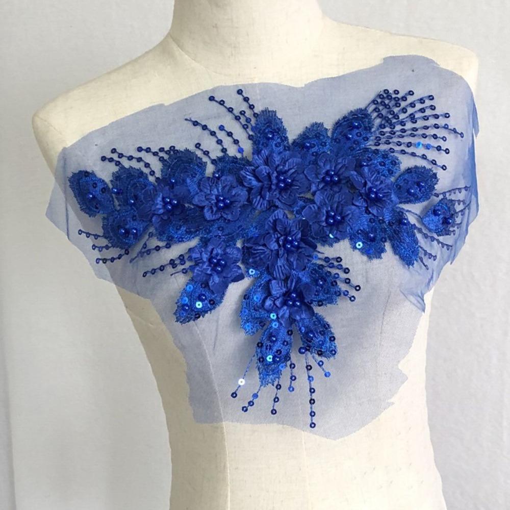 Embroidery Flower Mesh Bead Phoenix Tail Flower Embroidery Patches New Clothing Sew Patches Party