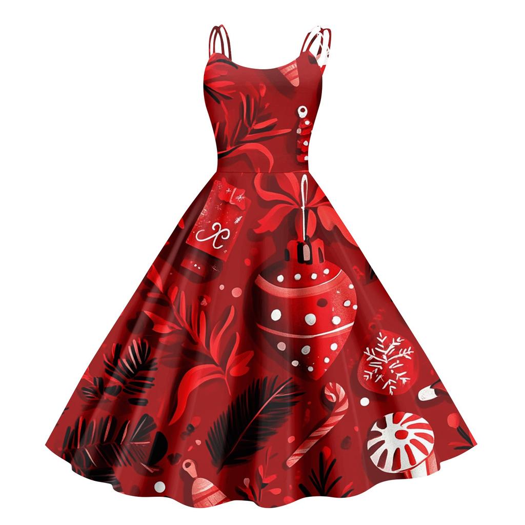 Женские рождественские подарки, напечатанная шапка Санты, сексуальное платье с открытыми плечами в стиле панк-винтаж