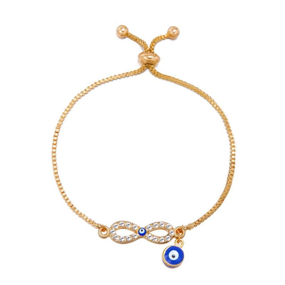 Браслет-цепочка с золотыми молитвенными синими глазами в турецком стиле, браслет с символом удачи, женские украшения