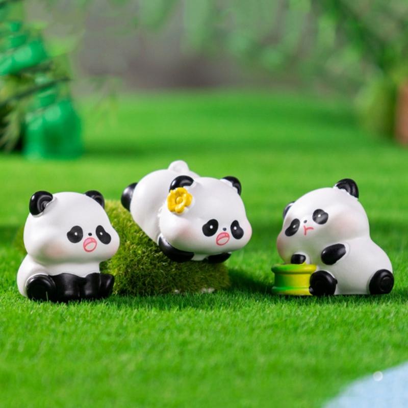 Pandas Figurines Mini Pandas Decors Waterproof Toy Playsets Miniature Doll Garden Figurines Cake Toppers Parties Favor