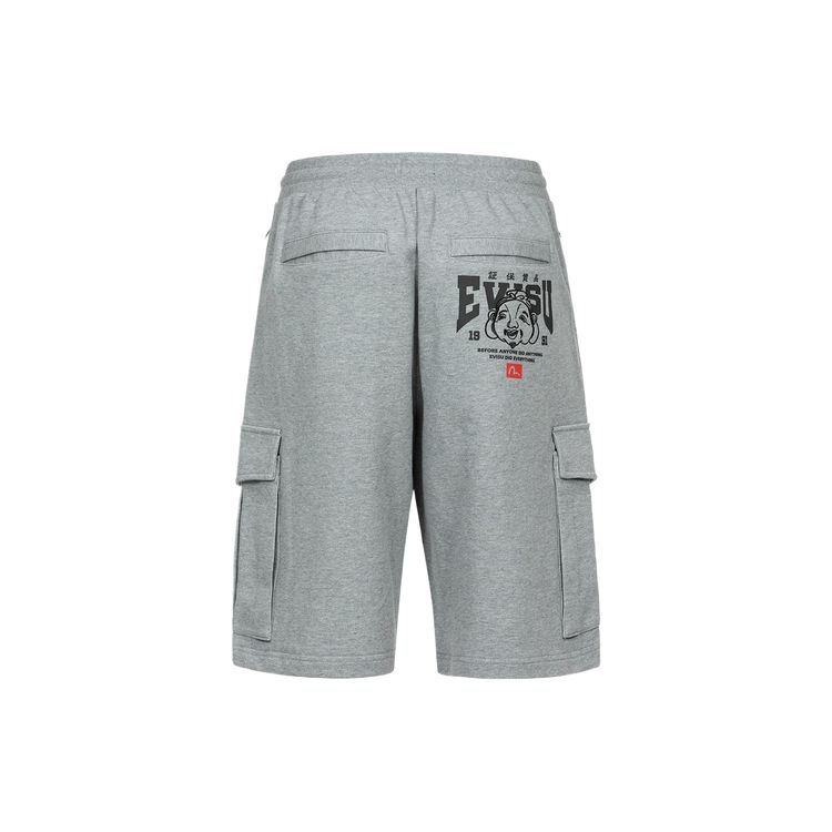 Evisu Широкие повседневные спортивные шорты с цветочным принтом и вышивкой головы Будды Мужские шорты 2ESHTM4ST8069LFCT