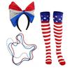 Independance Day Costume Uncle-Sam Accessories Top Hat Sequins Hat Headband Necklaces Stockings for Women & Men