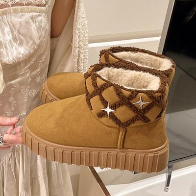 Женские ботильоны на платформе с мехом, замшевые туфли, тренд зимы 2025 года, абсолютно новые, плюшевые, повседневные, теплые, для снега, ботинки Mujer