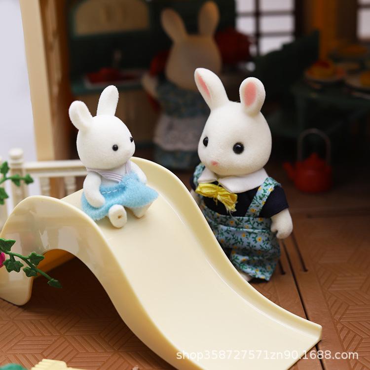 Forest Villa Set Toys Forest Animals Family Mini Furniture Model Living Room Bedroom Tv Refrigerator Ornament