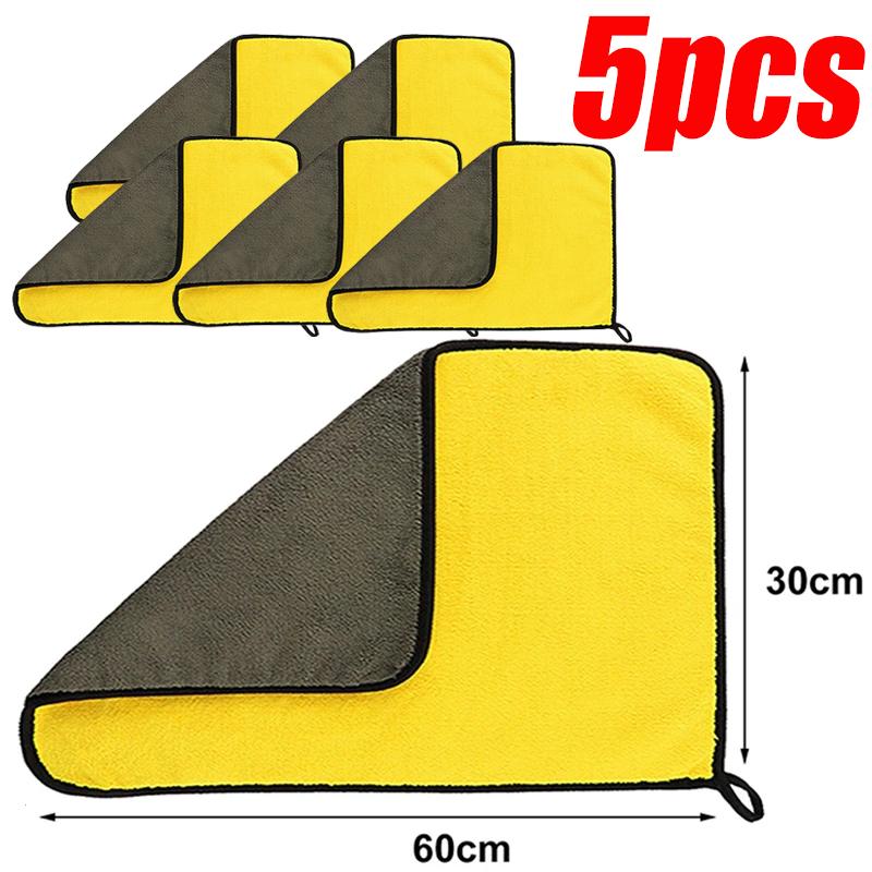 5/2/1 шт. утолщенные полотенца для чистки автомобиля из микрофибры, мягкие быстросохнущие тряпки для протирки окон, зеркал, дома, двухслойные чистые тряпки