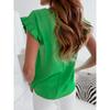 Летние женские топы Простая плиссированная футболка с коротким рукавом и круглым вырезом Женская футболка