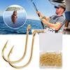 100Pcs/Box Metal Fishhook 3-12# 10 Sizes Heavy Duty Barbed Fishing Hook Freshwater Saltwater Bass Trout Walleye Fishing Accessories