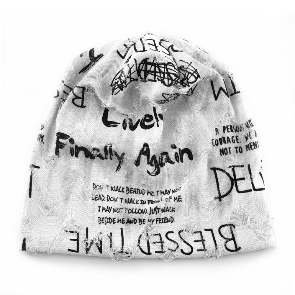 Thin Bonnet Letter Print Beanie Loose Style Hip Hop Beanies Fashion Pullover Hat Unisex Wear