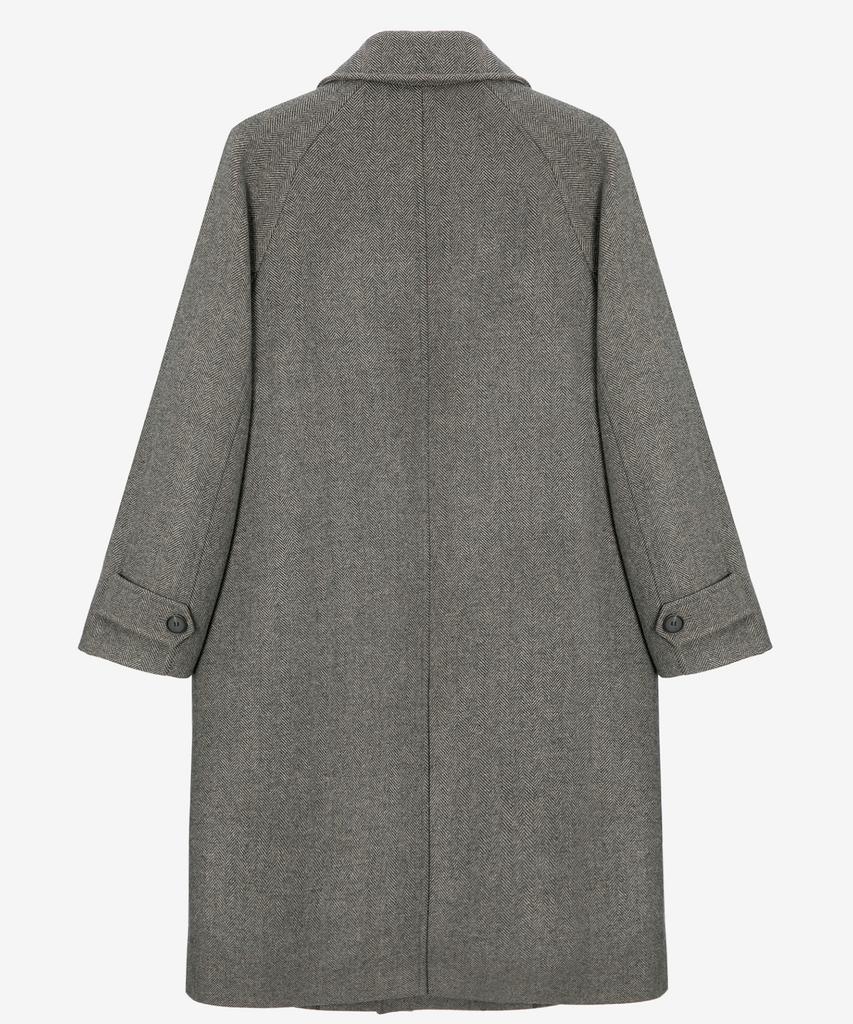 Mindbridge [Couture] Herringbone Oversized Balmacaan Long Coat