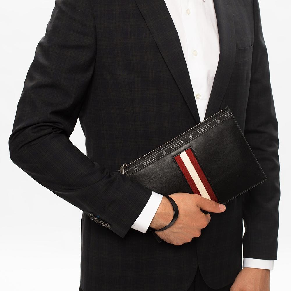 Bally Классическая красно-белая полосатая кожаная сумка-клатч в стиле business casual для commuters Мужская сумка-клатч Черная BENERY-HP-100