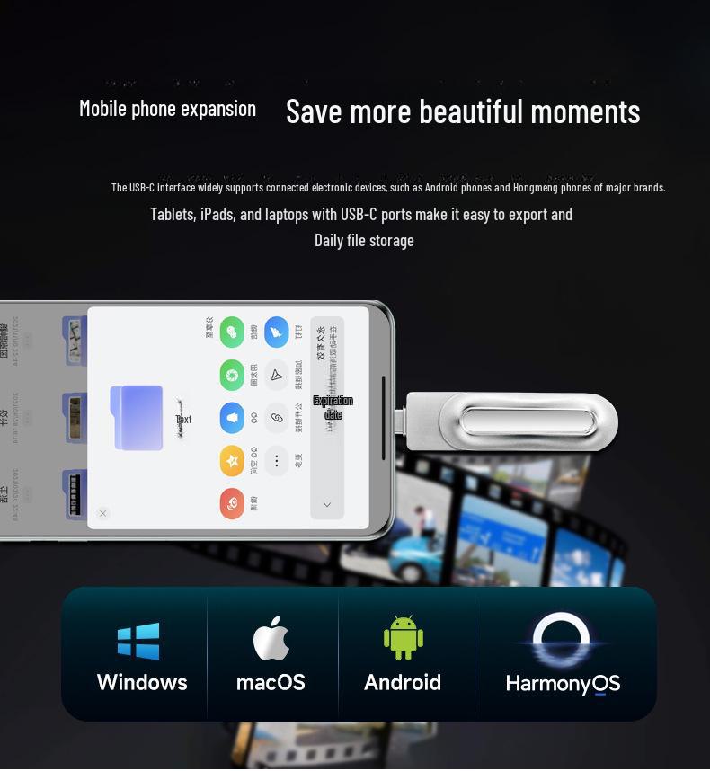 512GB Dual-Head USB Type-C High-Speed Flash Drive for Computers and Students (Available In 256GB and 128GB)
