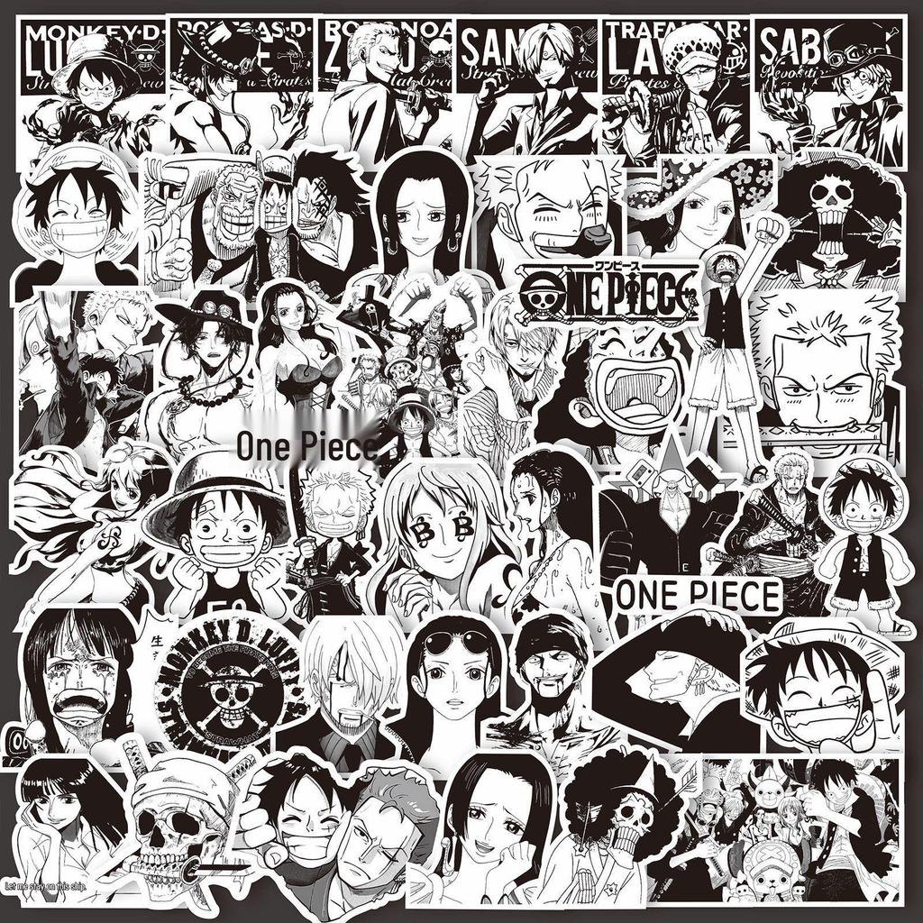 1000 черно-белых аниме-наклеек: Demon Slayer, One Piece и многое другое для украшения блокнота