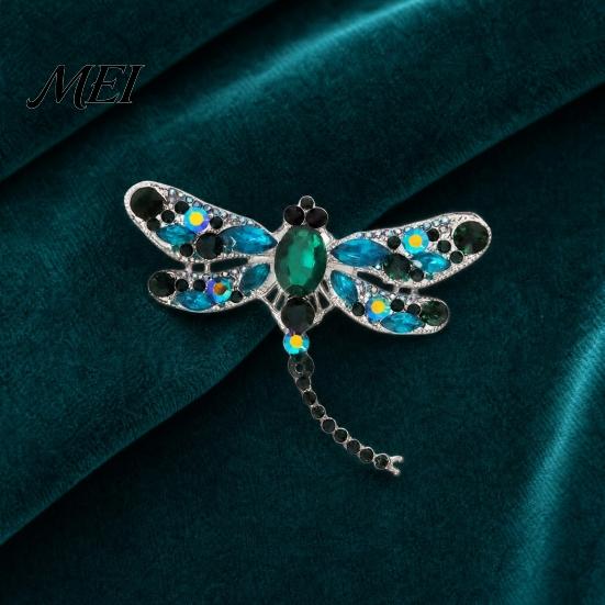 Wear-resistant Brooch Electroplated Alloy Brooch, Dragonfly Pin with Sparkling Rhinestones Inlaid, Design Long Tail Badge for Luster Decorative