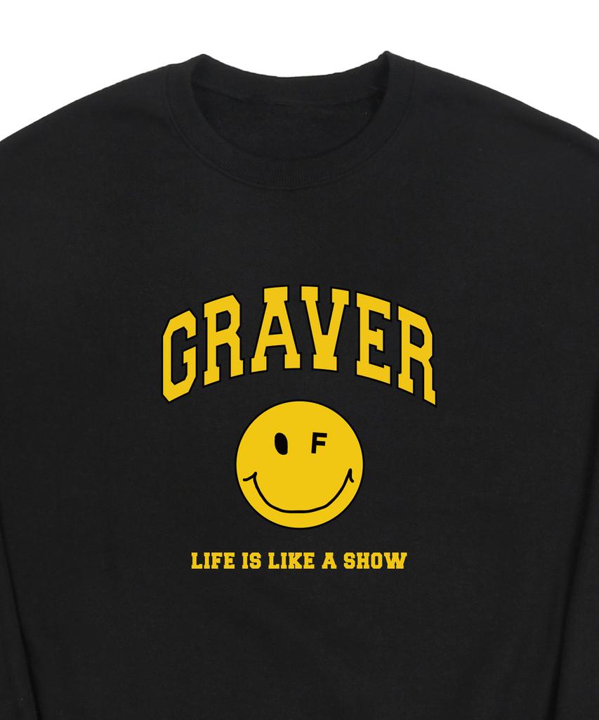 GRAVER [Унисекс] Толстовка с арочным логотипом Life Dot Smile_Черный