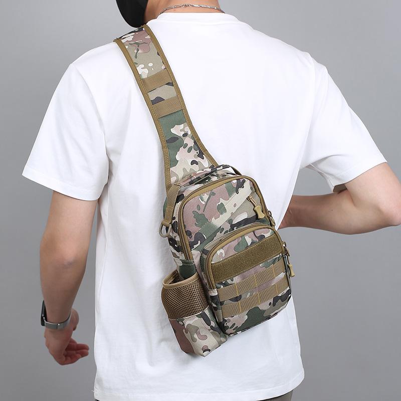 Men Chest Bag Tactical Sling Pack Multi-pocket Crossbody Bags with Bottle Pocket Outdoor Sport Shoulder Sack Hiking Camping Bags