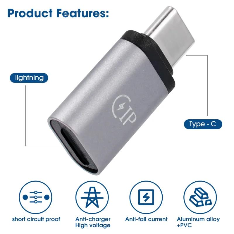 5PCS Lightning Female To USB C Male Cable Converter Carplay Type-C Phone Charger Adapter for IPhone 15 Pro Max Samsung Earphones 3