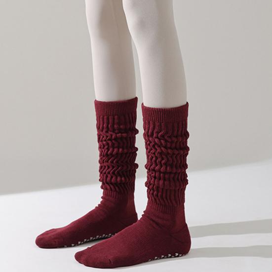 1 пара женских зимних носков для йоги, компрессионные носки для йоги с силиконовой подошвой, длинные, высокоэластичные, нескользящие, теплые чулки