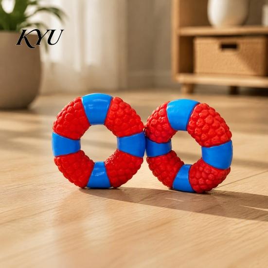Pet Fetch Toys Lifebuoy Ring Dog Toy, Latex Squeaky Chew Teeth Training Cleaning Toy for Aggressive Chewers, Interactive Puppy Teething