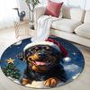 Christmas dog pattern round rug,Carpet Rug for Living Room Bedroom Playroom ,Non-slip Floor Mat,Holiday Gifts and Birthday Gifts.