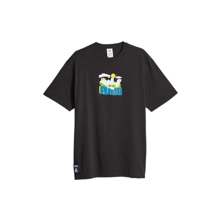 Puma X Ripndip Collection SS23 Свободная футболка с круглым вырезом и графическим принтом в виде кота, мужские топы, черные 622196-01