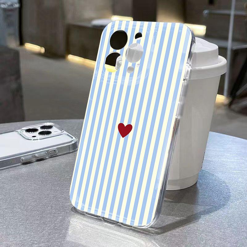 Чехол для телефона Samsung Galaxy S26 S25 Ultra S24 Plus A56 A16 A15 A36 A54 A55 A35 S21 S23 FE S22 Пастельный полосатый сердечко Прозрачная крышка