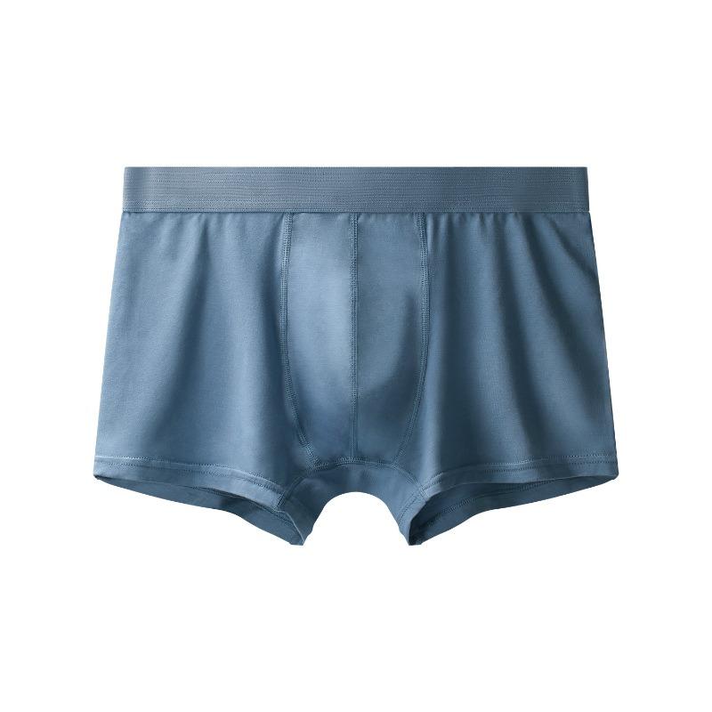 Antibacterial Solid Color Modal Mid Waist Men Boxer Brief Underwear
