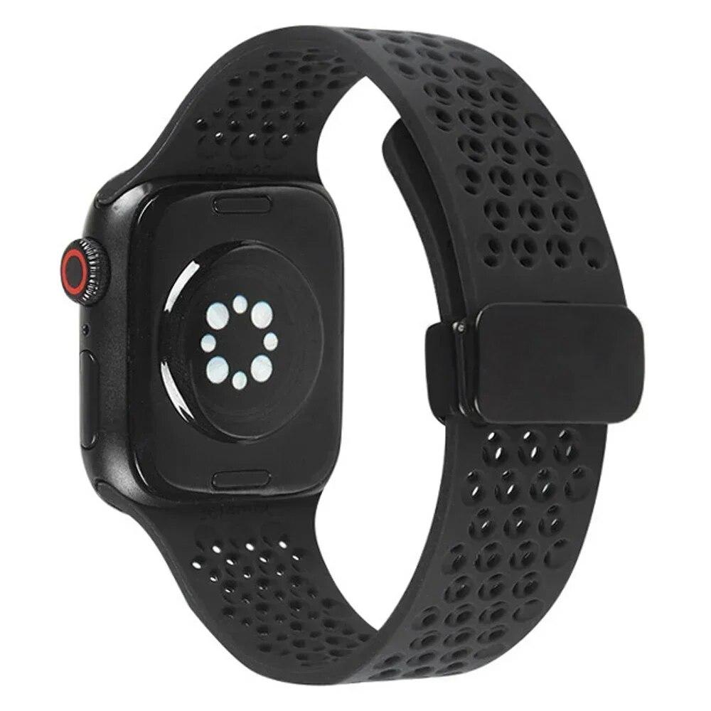 Magnetic Sports Silicone Strap for Apple Watch 49mm 45mm 44mm 41mm 40mm 42mm 38mm Rubber Band for IWatch Series 9 8 7 6 5 4 Se Ultra 2