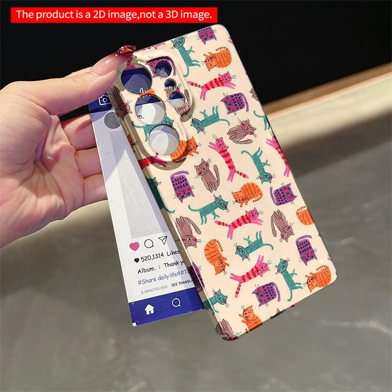 2DFlat Samsung phone case Colorful Cat Pattern Phone Case Applicable to Galaxy S22 S23 S24 S25ULTRA S26 A12 A13 A14 A15 A16 A34 A35 A54 A55