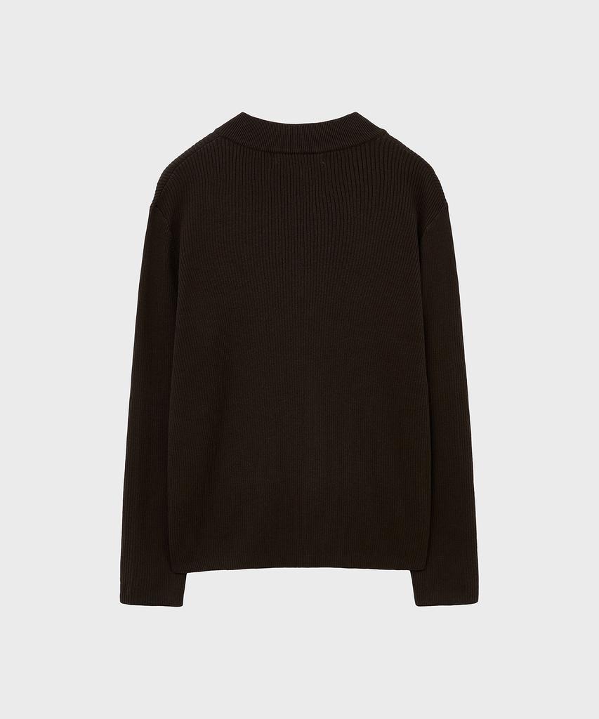 NOIRER Ribbed Zip-Up Knit (Brown)