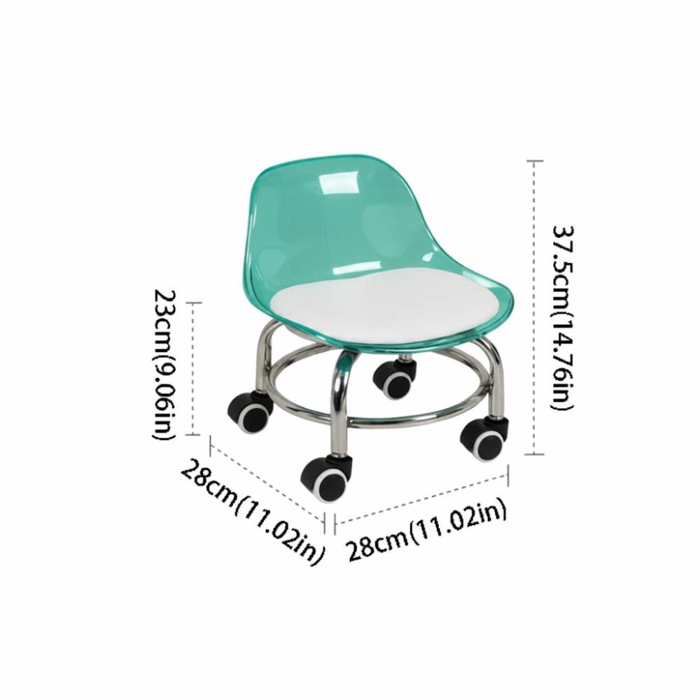 Acrylic Low Stool Universal Wheel Shoe Changing Stool Backrest Stool Changing Shoes Use