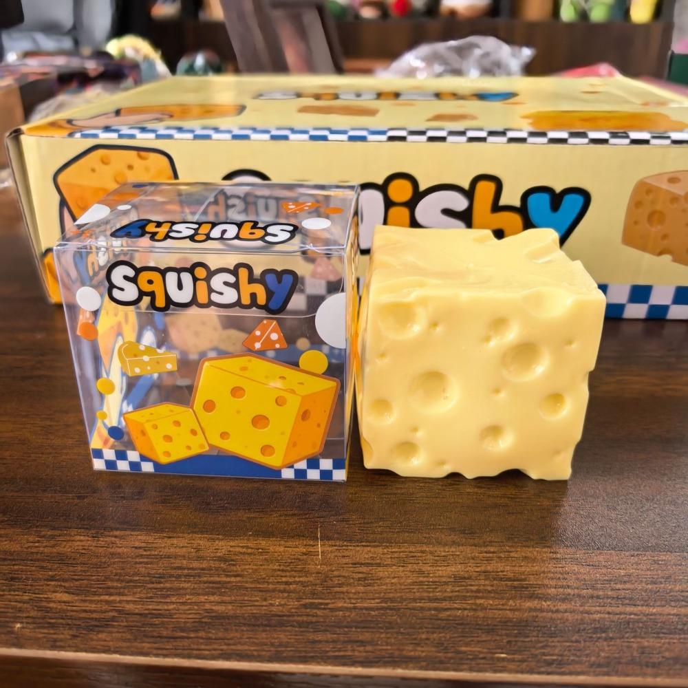 Moldable Cheese Squishy Toy Triangle Sensory Fidget Ball Novelty Cheese Cube Ball Xmas Gift