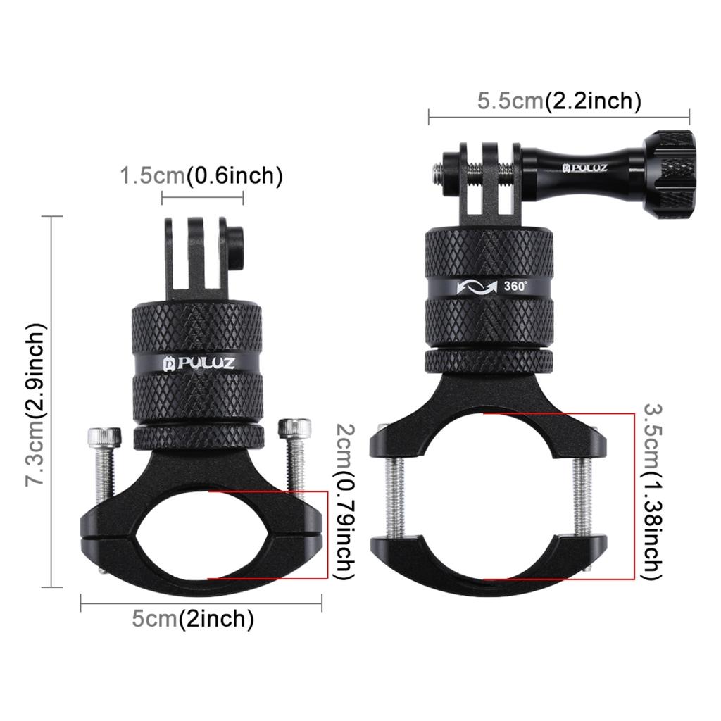 PULUZ 360 Degree Rotation Bicycle Aluminum Alloy Handlebar Adapter Mount Bicycle Rack Mount Holder