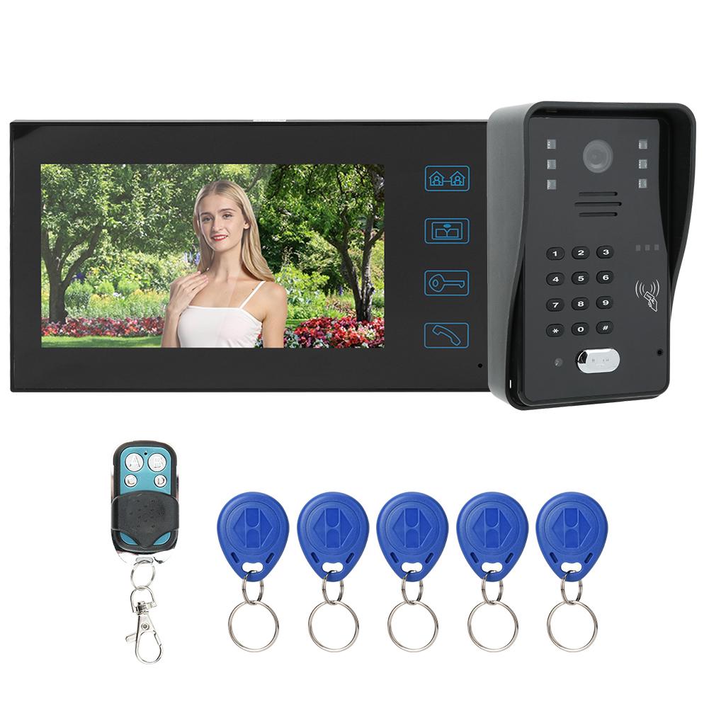 7-дюймовый TFT LCD дверной звонок с дистанционным управлением, паролем, картой, видеодомофоном, водонепроницаемым домофоном